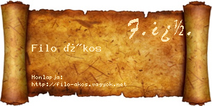 Filo Ákos névjegykártya